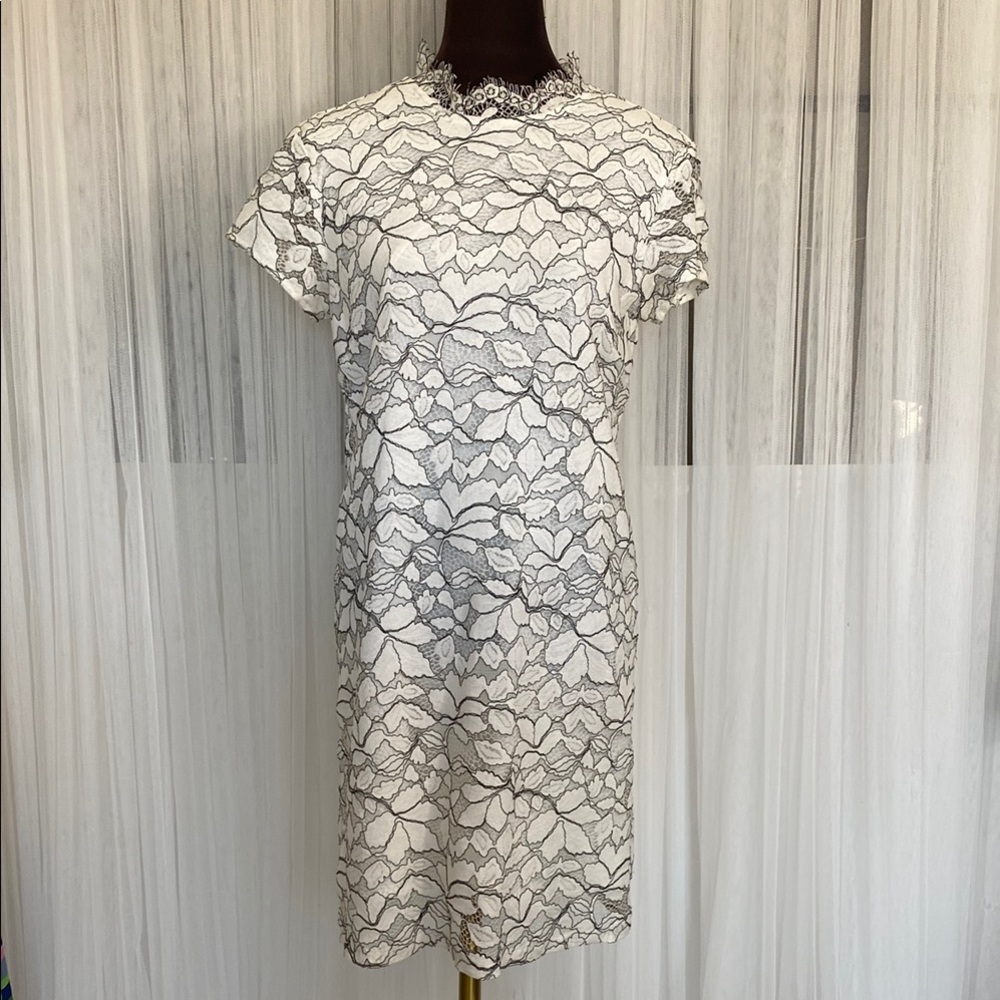 A.B.S. Collection Elegant Black and White Lace Dress! Size Medium